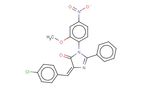 4H-IMIDAZOL-4-ONE, 3,5-DIHYDRO-5-((4-CHLOROPHENYL)METHYLENE)-3-(2-METH OXY-4-NITROPHENYL)-2-PHENYL-